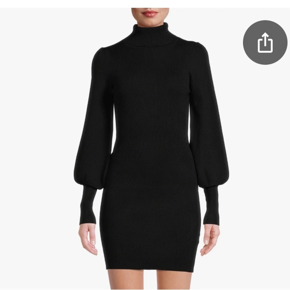 Love Tree Metallic Orange Turtleneck Sweater Dress Balloon Puff Sleeves Size L - Picture 11 of 11